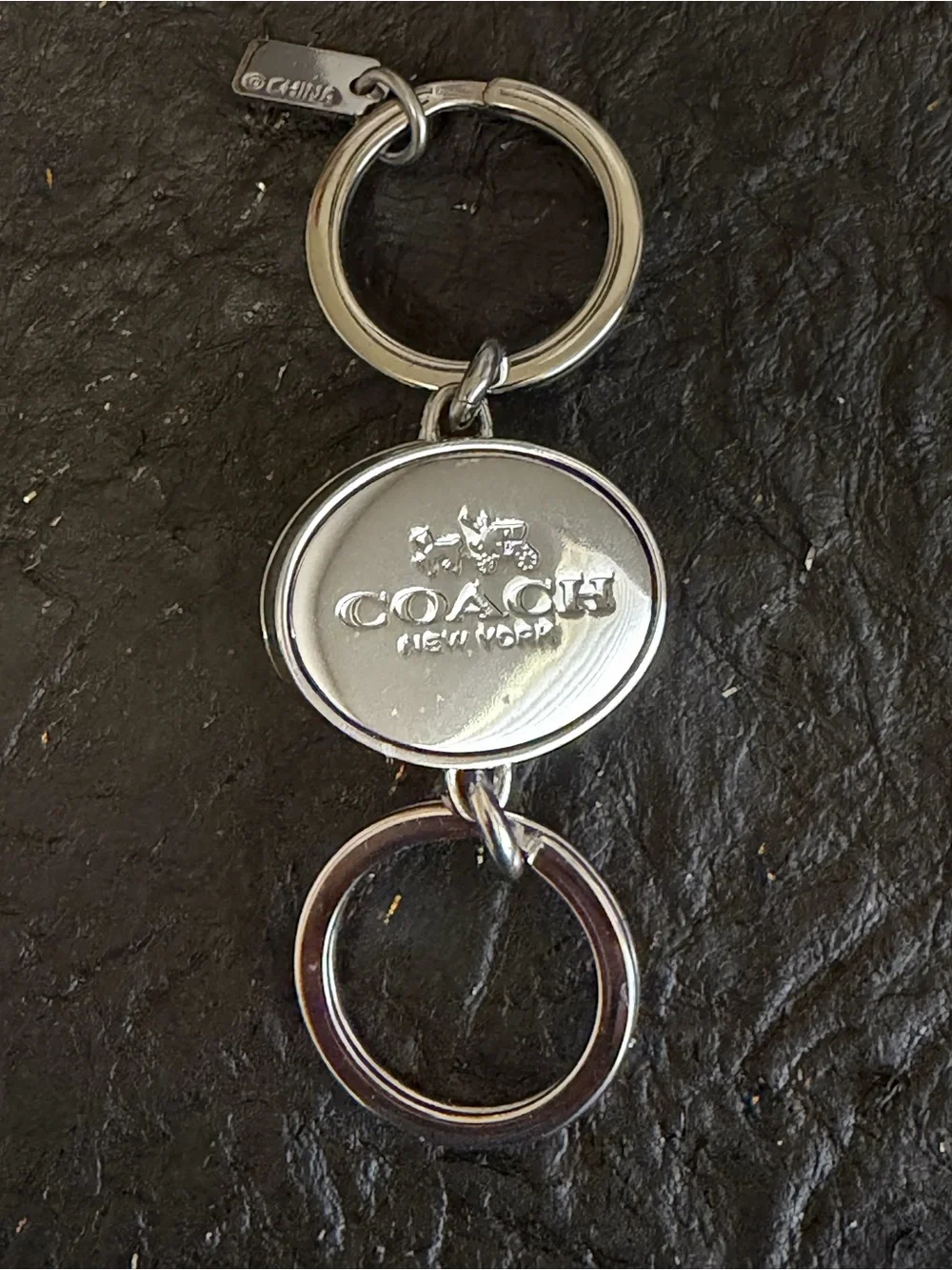 Coach Signature C Turnlock Valet Key Fob Keychain Silver Tone